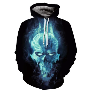 

Skull series men spring personality long sleeve print hoodie fashion street wear hip hop skateboard hoodie