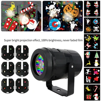 

DIDIHOU LED Cartoon Christmas Halloween Pattern Projector Spotlight Lamp for Party Holiday Christmas Decoration ABS plastic