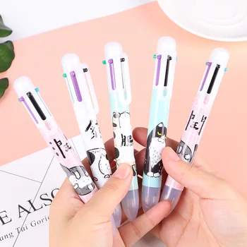 

6 In 1 Ballpoint Pen Multi Color Press Ball Pen Creative Stationary Marking Pens Office School Supplies