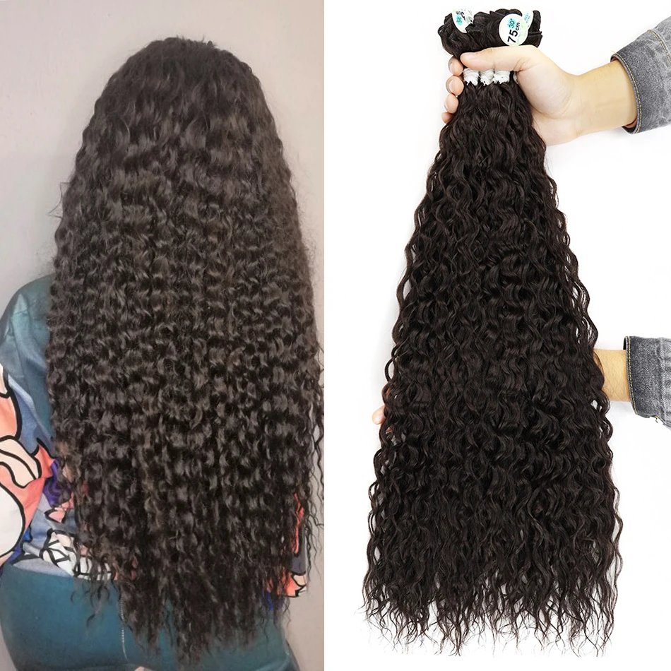 Meepo-mechones de cabello sintético Afro rizado, extensiones de cabello de 32 pulgadas con rizos súper largos, pelo de color marrón, Rubio, degradado