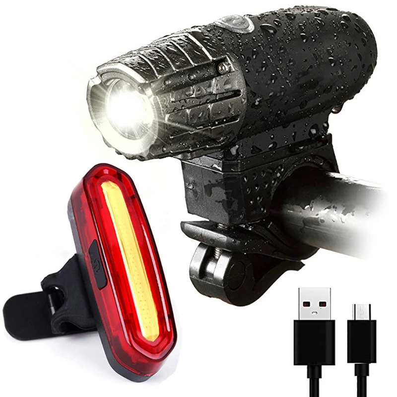 Discount LED Super Bright Bicycle Headlights + Taillight USB Rechargeable Waterproof Lithium Battery Front  Rear Bike Lamp 11