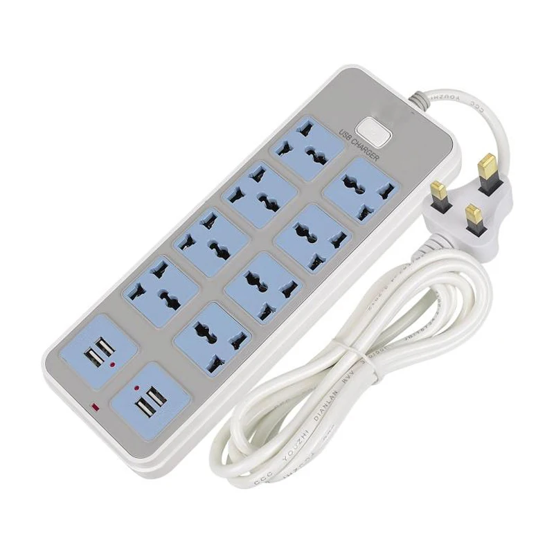 Умный блок питания 10 A быстрая зарядка 4 USB удлинитель 8 стандартный гнездовой адаптер UK EU
