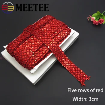 

Meetee 12Meters 2cm/3cm Eco-Friendly Sequins Lace Trims Cosplay Costume 3D Gold Silver Lace Ribbon For Stage Dance Dress BD269