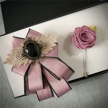 Для мужчин женщин ленты галстук-бабочка цветок брошь булавка Карманный квадратный набор жениха Свадебная рубашка кристалл галстук Стразы носовые платки с бантиком