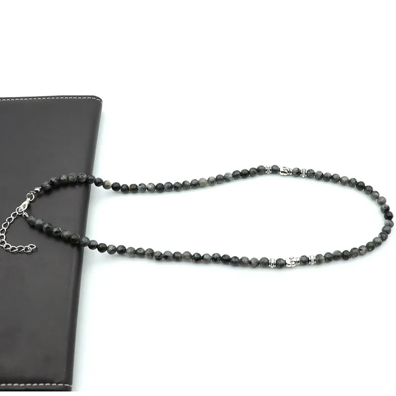 Neue Punk Männer Schädel Halsketten 6mm Naturstein Colar Freizeit zubehör 19 Zoll langen Kragen Geschenk für ihn Tigeraugen ожерелье – Detail 11