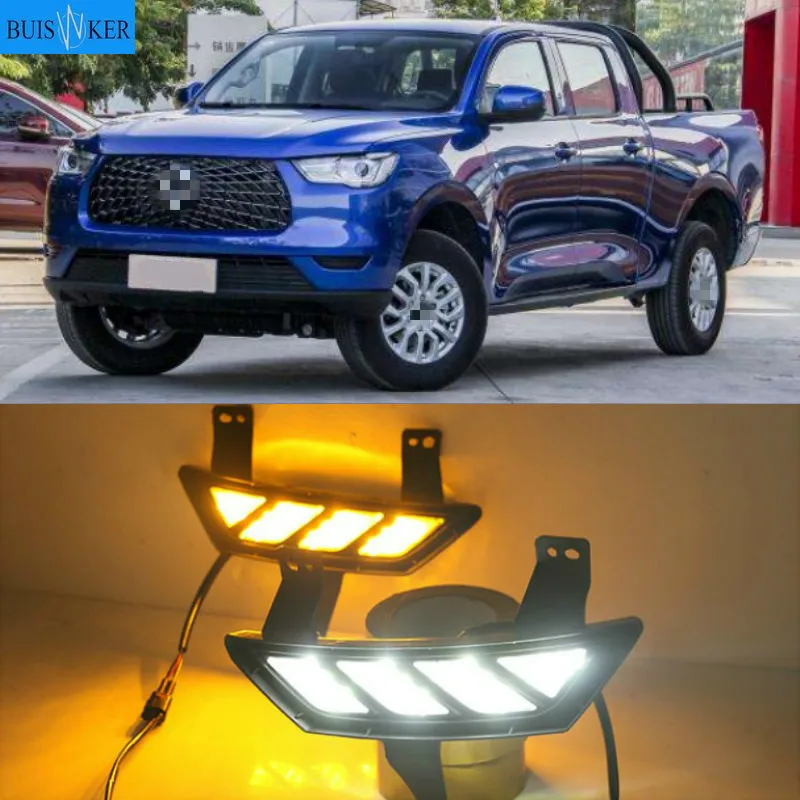 

1 Pair Car LED Daytime Running Lights with Turn Signal Yellow Style 12V DRL For Great Wall POWER PEAK PERFECT 2019 2020