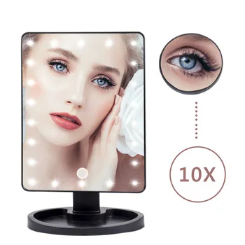 

Led Makeup Mirror With Light Desktop Storage Touch Sensor Mirror 360 Rotating Square Makeup Mirror Makeup
