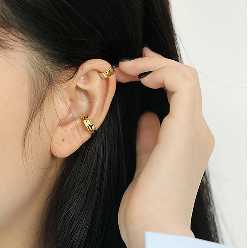 F.I.N.S 1Pc Korean Style Silver 925 Jewelry Ear Clip without Pierced Geometry Simple Ear Cuff 925 Sterling Silver Buckle ear clip earrings clip earrings ear clip ear accessories