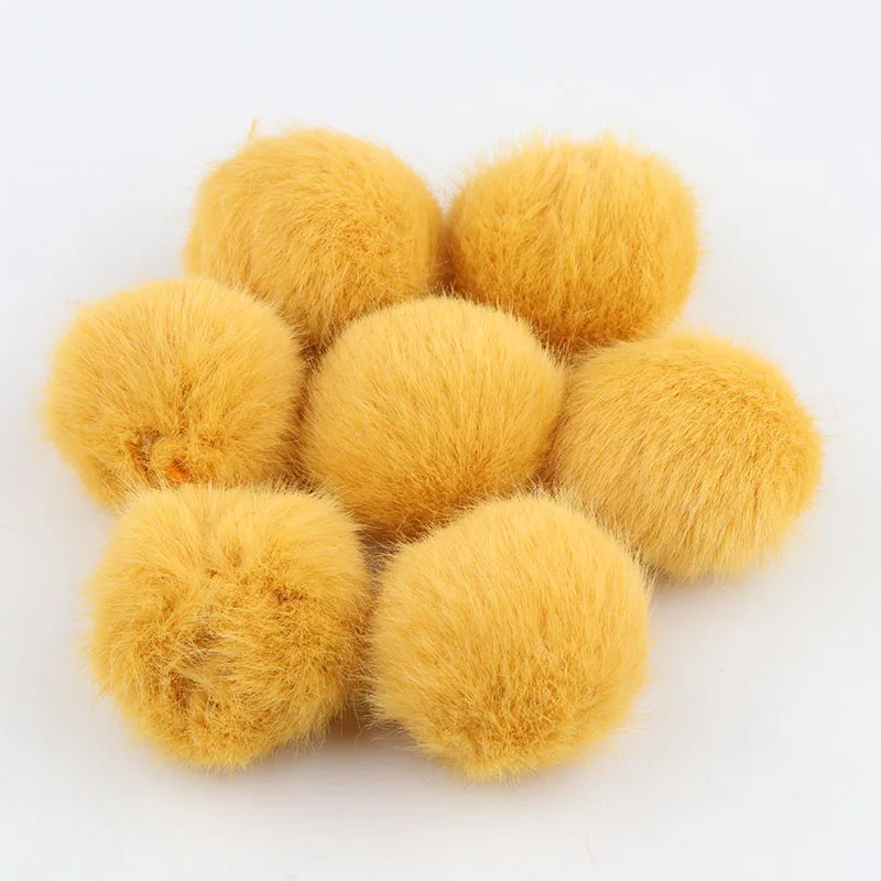 gold yellow 25 мм пушистые Меховые помпоны DIY помпон для брелка ювелирные изделия серьги красочные помпоны шар DIY аксессуары для волос 10 штук - Цвет: gold yellow
