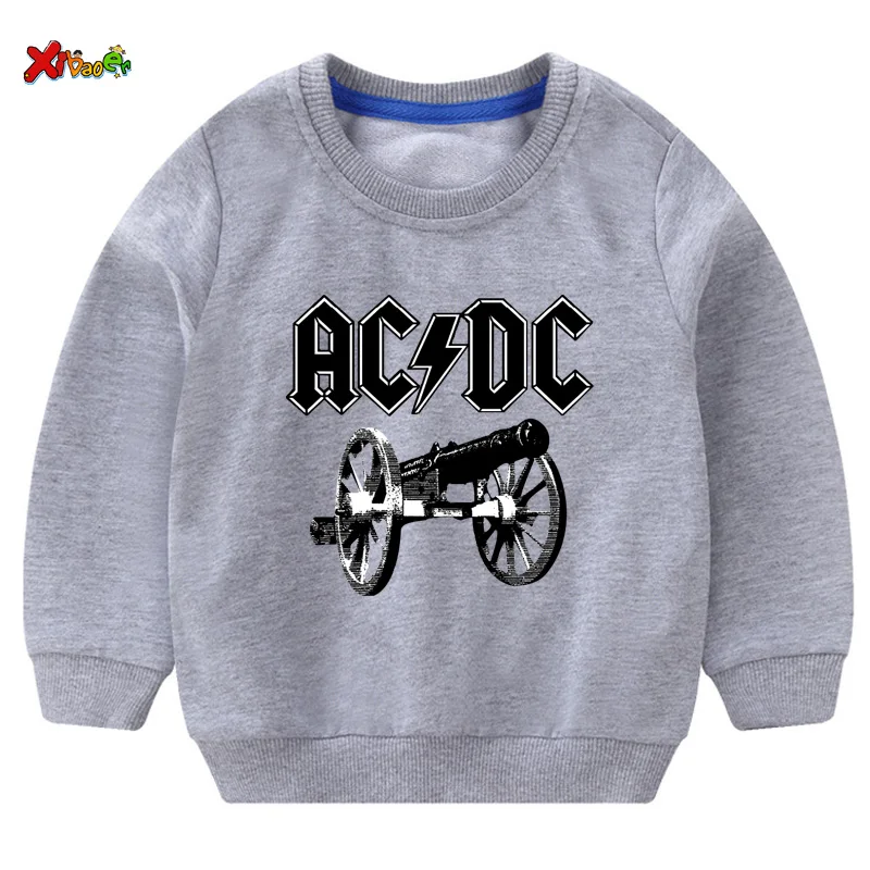 Крутые Детские свитшоты г. ACDC свитшоты для маленьких девочек Осенняя детская одежда с длинными рукавами свитер для малышей размер на 2 до 7 лет - Цвет: sweatshirt gray