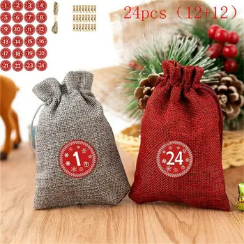 

24pcs Easy To Open And Close Storage Bags Mini Burlap Jute Christmas Gifts Bag Wedding Favor Drawstring Pouch