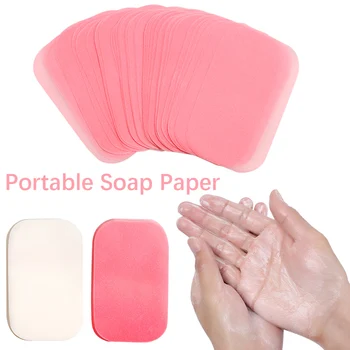 

Ramdon Color 150/300Pcs Useful Small Disposable Boxe Soap Paper Washing Hand Bath Clean Scented Slice Sheets Portable Paper Soap