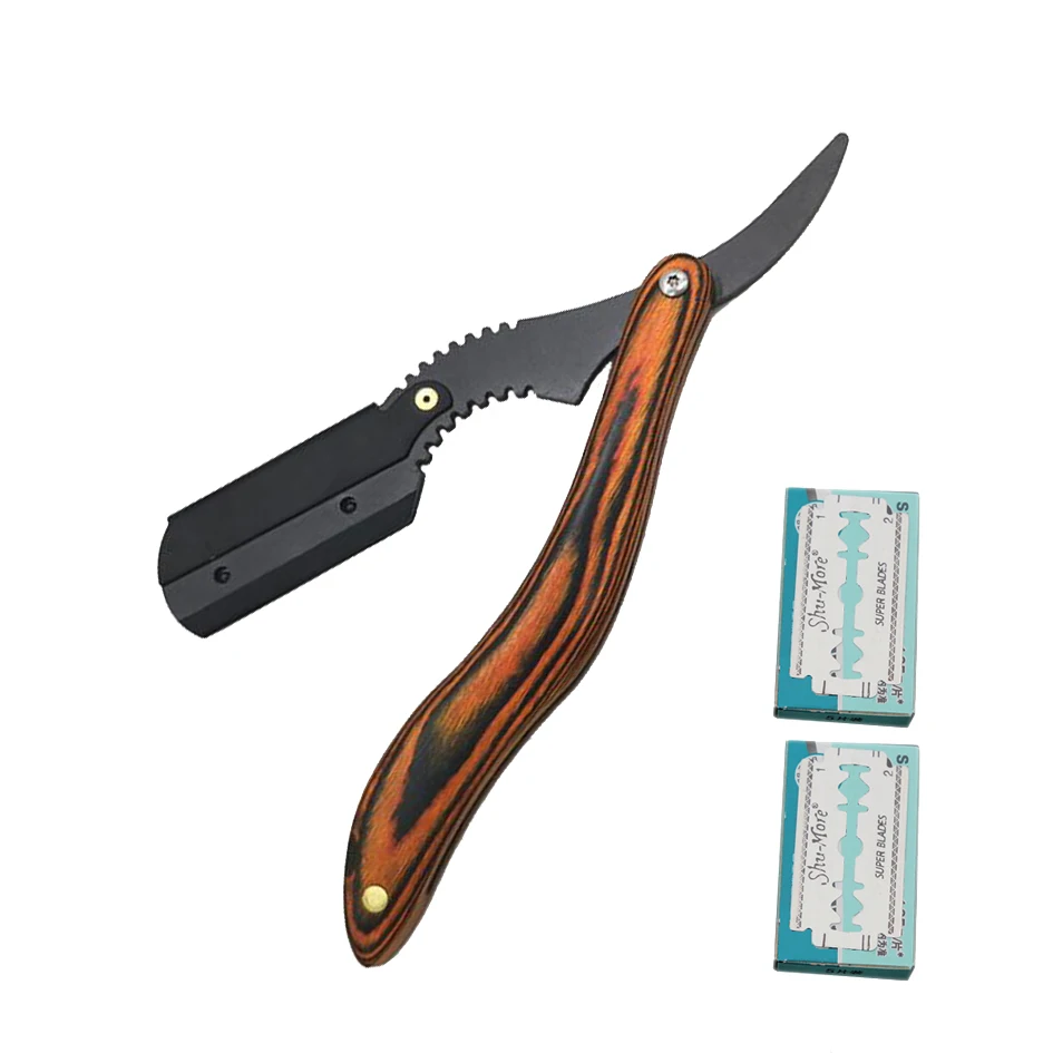 new razor Новая ручная бритва с ручкой из красного дерева, Мужская бритва для бритья, профессиональная Бритва для стрижки волос, бритва, сменный нож для бритья - Цвет: new razor