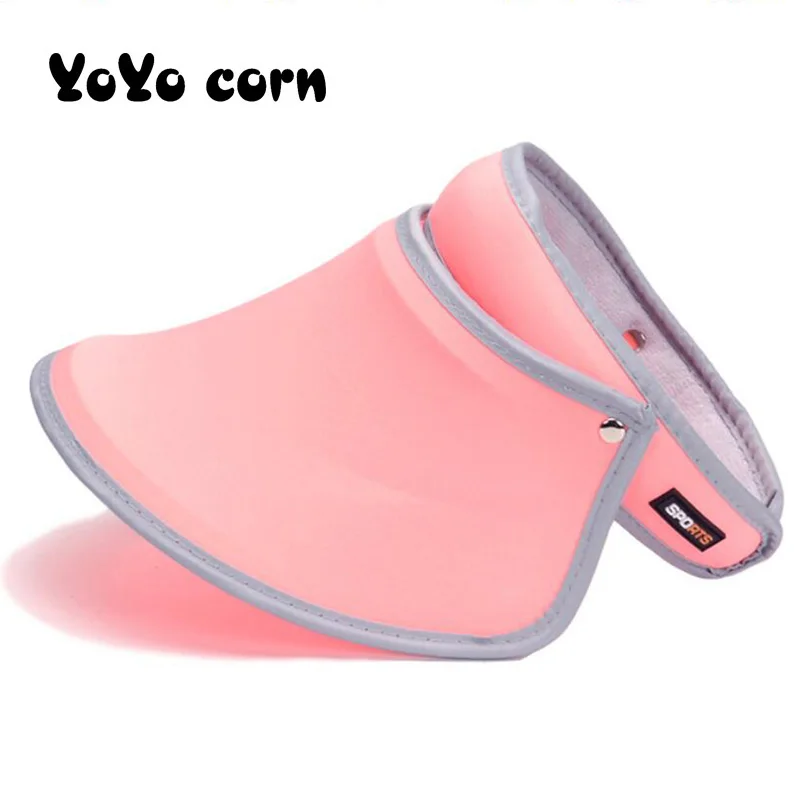 

Anti-UV Summer Women Men Sun Hats Transparent Color Empty Top Plastic PVC Sunscreen Hat Visor Caps Bicycle Sunshade Sports Cap