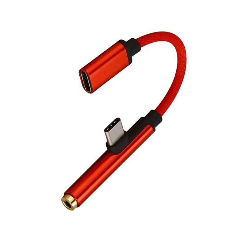 2в1 type-C-USB-C 3,5 мм Aux кабель для наушников адаптер Черный