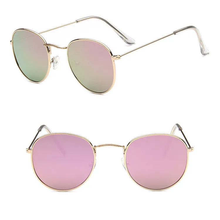 RBROVO, винтажные классические круглые солнцезащитные очки, женские ретро очки, мужские уличные очки, зеркальные солнцезащитные очки, UV400 - Цвет линз: GoldPink