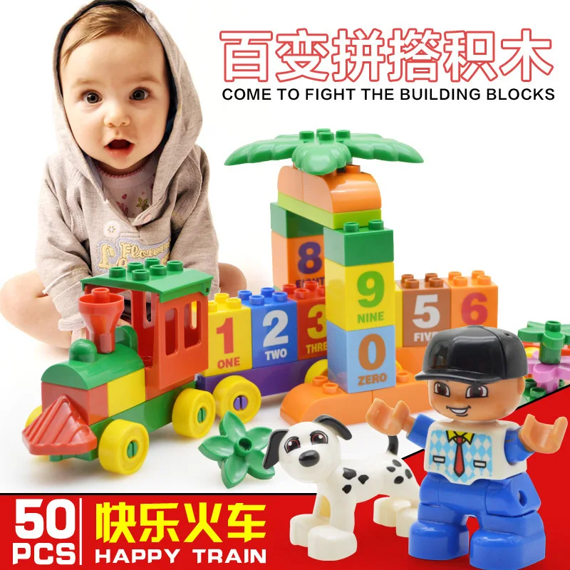 

Happy Train Large Particles Building Blocks Happy Wheels Children Educational Building Blocks Infants Early Education Toy