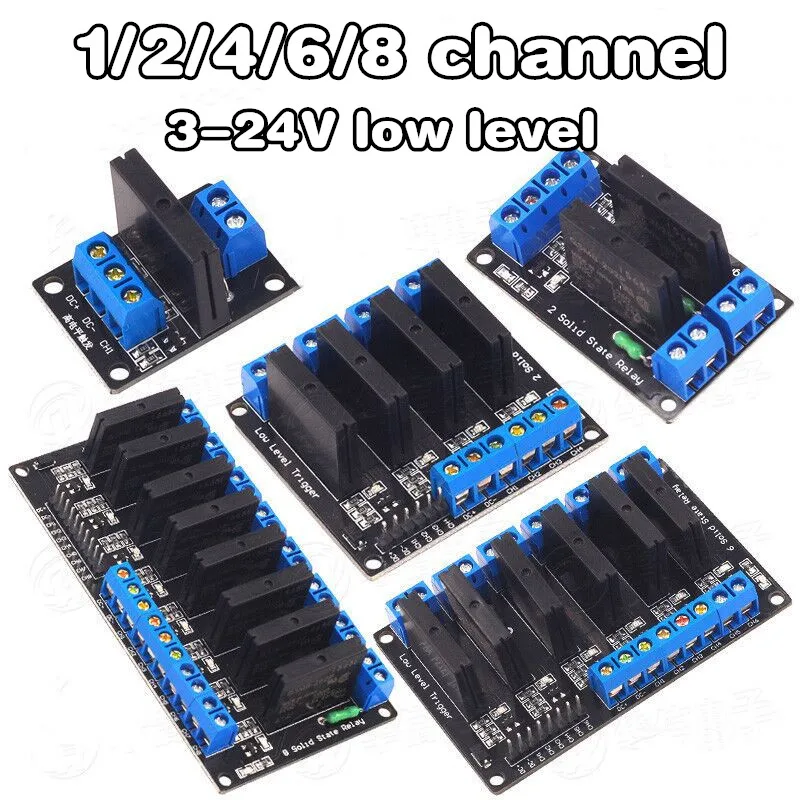 

1/2/4/6/8 Channel 3-24V Solid State Relay Module Low Level Trigger DC Control DC with Fuse 250V 2A Relay SSR AVR DSP for arduino