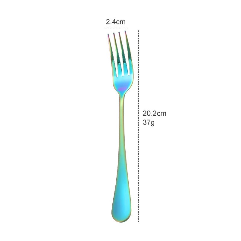 rainbow fork Набор золотых ножей с ложкой, набор золотых ножей для столовых приборов, наборы свадебных столовых приборов, вилки, ножи, ложки, столовые приборы для путешествий, набор столовых приборов, Прямая поставка - Цвет: rainbow fork