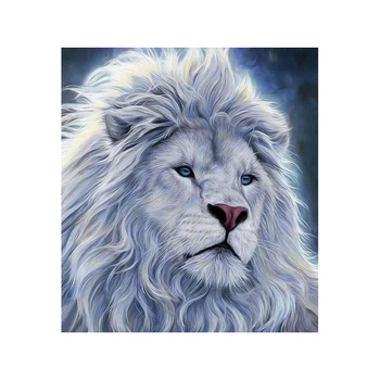 

GATYZTORY 5D DIY Diamond Embroidery Full Display Animal White Lion Diamond Painting Square / Round Rhinestones Decor
