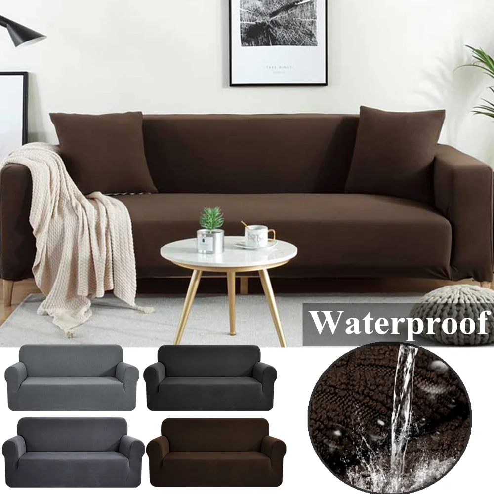 

Waterproof Sofa Cover Fleece Solid Color Sofa Covers for Living Room Armchairs Stretch Covers Non-Slip Soft Furniture Protector