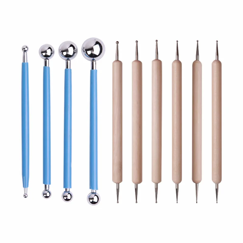 10 Pcs Ball Stylus Dotting Modeling DIY Tools Kit Ball Styluses For Mandala Rock Painting Clay Ceramics Pottery Carving