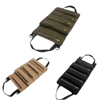 

Super Tool Roll Large Wrenches Roll Portable Roll Tools Bag Canvas Tool Organizer Bucket Tool Roll Up Pouch Handy Small Tool Sto