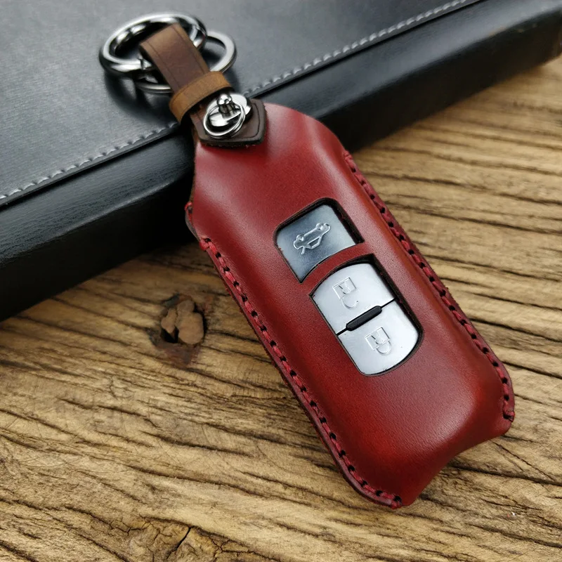 

For Mazda 2 3 5 6 CX-3 CX-4 CX-5 CX-7 CX-9 Atenza Axela MX5 2 3 Button Leather Car Key Case Holder Keychain FobSmart Key Cover