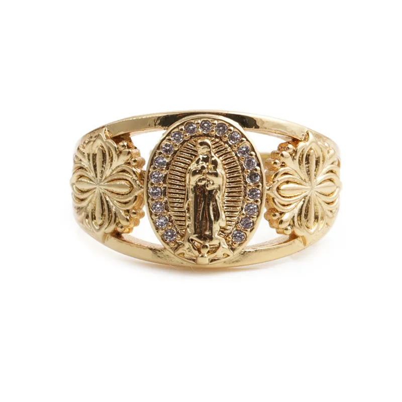 New Virgin Mary Ring Zircon Heart Shape Trendy Personality Men And Women Opening Adjustable Birthday Jewelry Gift | Украшения и