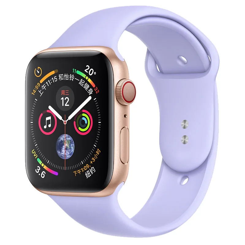 Силиконовый ремешок для Apple watch band 4 3 44 мм 40 мм iwatch band correa 42 мм 38 мм браслет для Apple watch 4 3 2 аксессуары - Цвет ремешка: Lilac