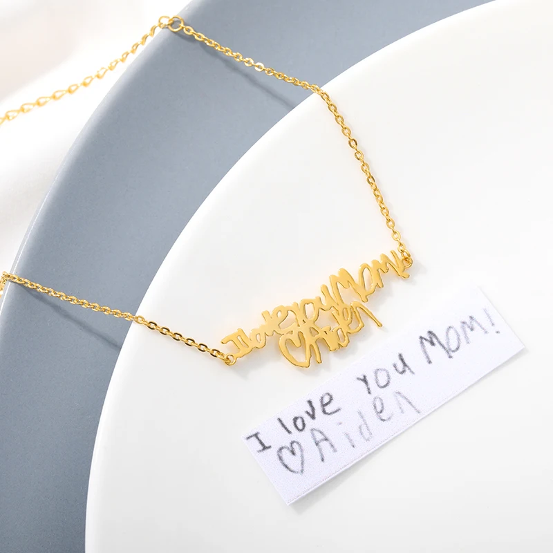 Customized Children's Drawing Necklace Custom handwriting Necklace For Women Kids Child Artwork Baby Jewelry Christmas present custom arabic sank magic book practice copybook handwriting calligraphy notebook child printing books for kids