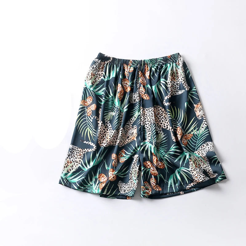 shorts 4 Атласная Ночная рубашка мужской летний тонкий купальный халат Тигр Ночная рубашка свободный Свадебный халат шелковистый длинный рукав Sleeprobe размера плюс домашняя одежда - Цвет: shorts 4
