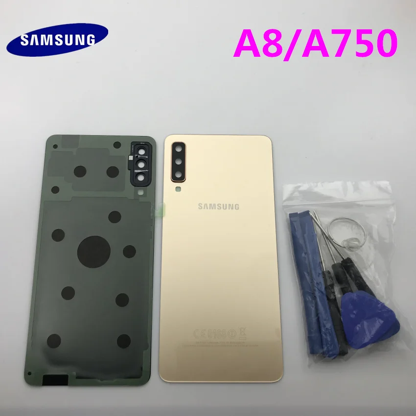 A8 чехол на заднюю панель батареи для samsung Galaxy A8 A750 A750F чехол на заднюю дверь батарейного отсека+ наклейка на заднюю панель