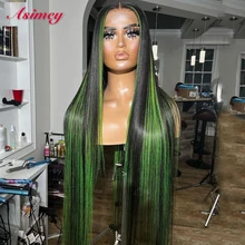 

Asimey Lace Frontal Wigs 13x4 Highlight Green Color 180 Density Preplucked with Baby Hair 100% Virgin Remy 4x4 Closure for Women