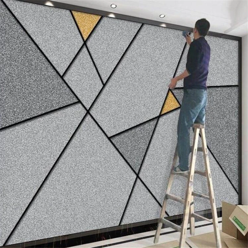 

beibehang Customize new modern geometric gold line stereo background papel de parede wallpaper papier peint