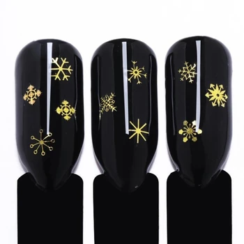 

3D Snowflakes Gold Metal Slices Nail Art Sequins Christmas Decorations Nail Polish Thin Sticker Designs Manicure