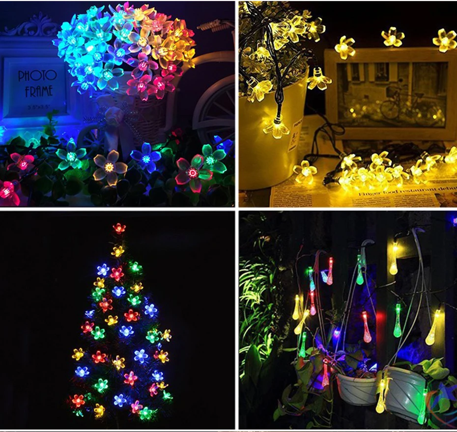 Outdoor Solar Fairy Lights LED String Lights Bulb 30/50/100/200 LEDs Fairy Lights Solar Powered Cold /warm or RGB String Lights solar fairy lights outdoor