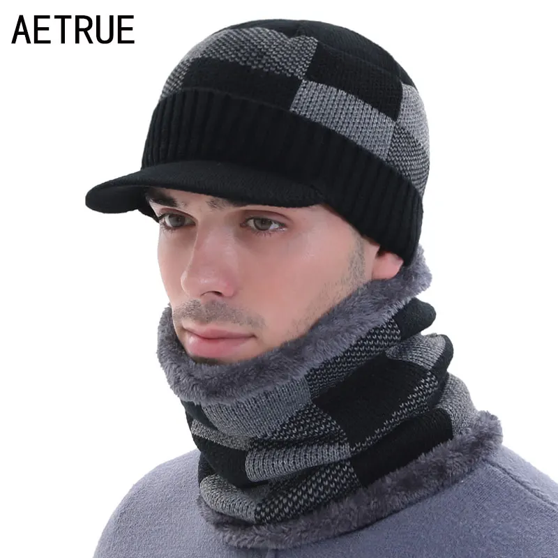 Beany Skullies Beanies мужские зимние шапки для мужчин зимняя шапка с шеей мужская вязаная