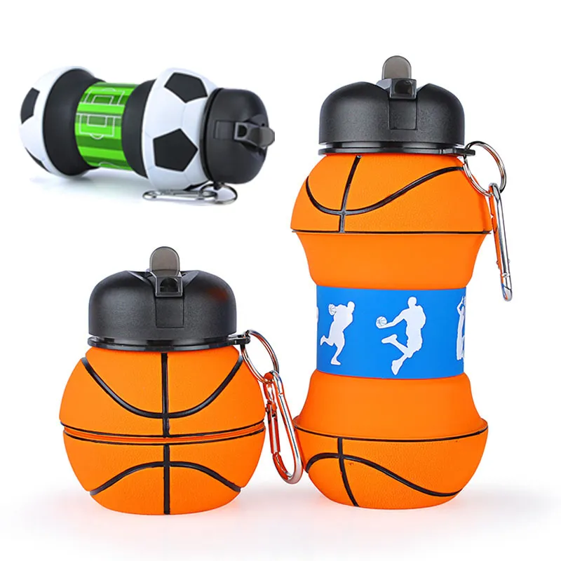 Sports Fold Water Bottle Football Basketball Tennis School Kids Water Bottle Toy 