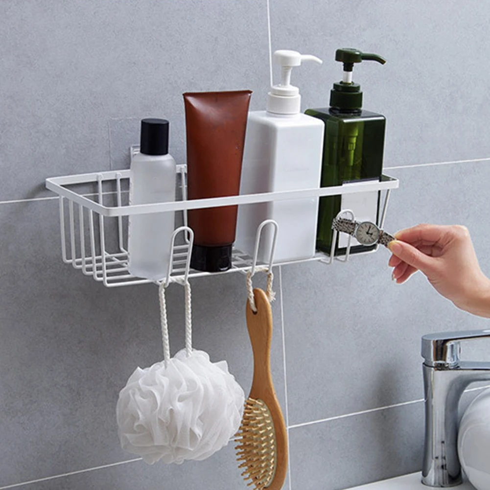 

Bathroom Shelf Wall Mounted Shampoo Shower Shelves Holder Kitchen Storage Rack Organizer Hook Rack Bath Accessories