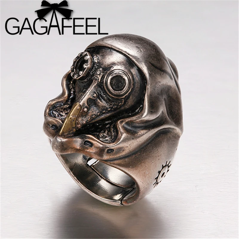 Мужское кольцо с черепом GAGAFEEL регулируемое Винтажное из тайского стерлингового