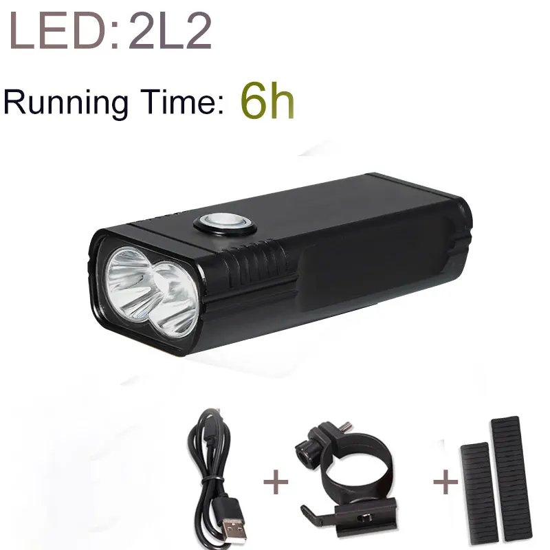 2L2-6No Tailight 2000Lums велосипедный фонарь L2/T6 USB Перезаряжаемый 5200mAh велосипедный фонарь Водонепроницаемая светодиодная фара power Bank с задним фонарем аксессуары - Цвет: 2L2-6No Tailight