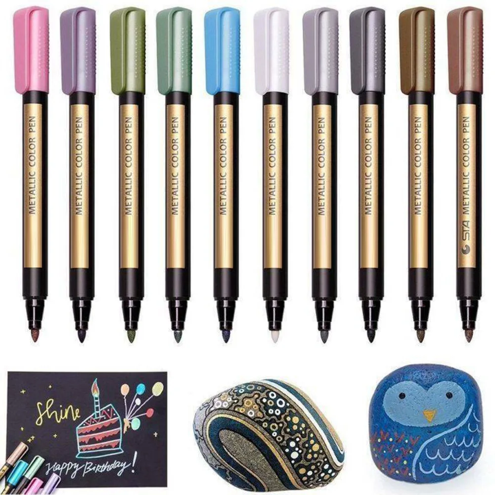 10 Colors/set Marker Paint Pens Water-based Waterproof Non-fading Markers for Wood Metal Black Cards Rock Writing Painting UY8 | Канцтовары