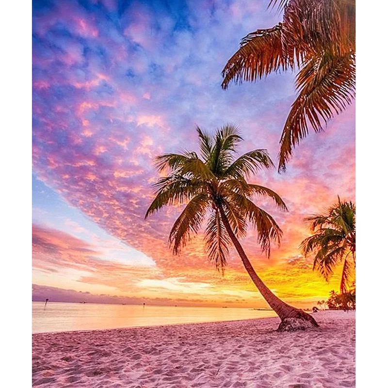 

14CT UNPRINTING 5D DIY Diamond Embroidery Sandy beach Scenery Cross Stitch Full Square/Round Diamond diamond painting