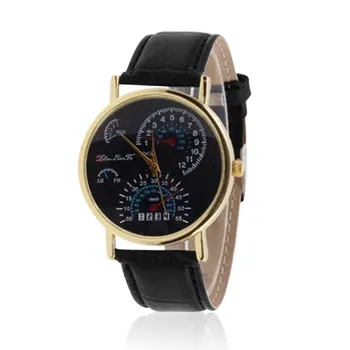 

Unisex Men Women Round Dial PU Leather Strap Meter Mirrored Wrist Watch