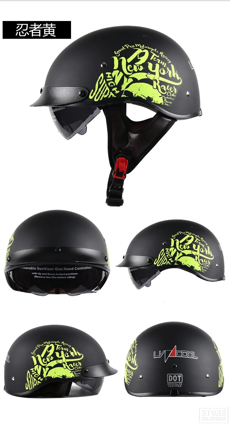 LVCOOL мотоциклетный шлем для мужчин ретро Половина шлем Casco Мото шлем скутер мотоциклетный гоночный шлем для верховой езды с DOT сертификация