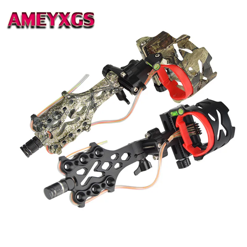 

1pc Archery Compound Bow Sight 5 Pin .019" Adjustable Bow Sights Long Pole LED Micro Sight For Bows Hunting Shooting Accessories