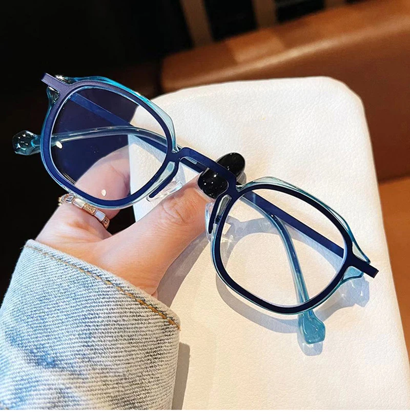 SHAUNA Retro TR90 Metal Square Women Optical Glasses Frame Fashion Anti Blue Light Spring Hinge Men Blue Eyeglasses Frame blue light blocking glasses