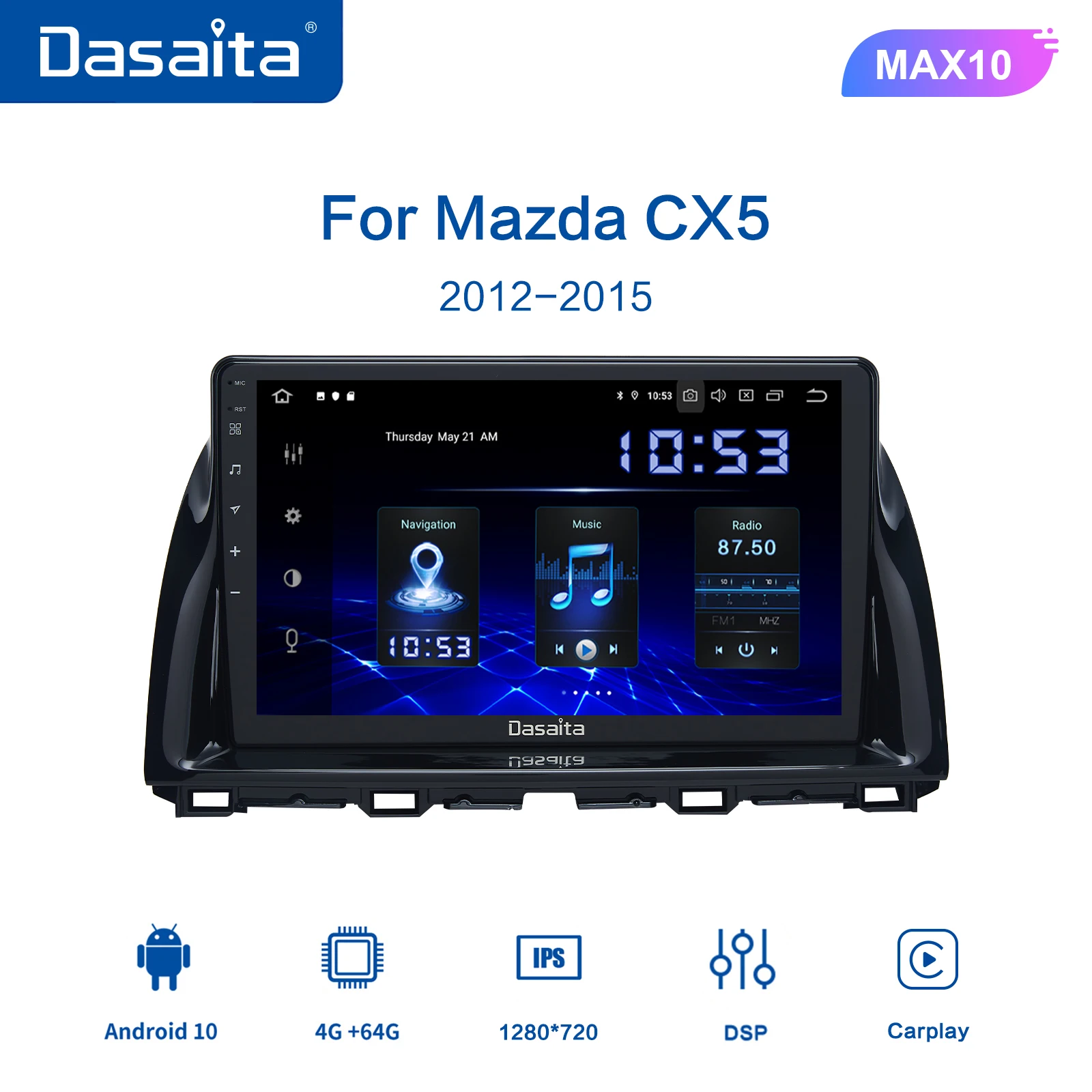 Dasaita 10 2 &quotIPS Экран Car Android 0 навигации для Mazda CX5 CX-5 GPS 2012 2013 2014 2015 DSP Авто MAX10 64G