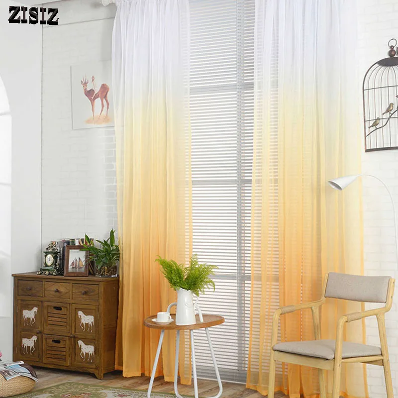 ZISIZ современный тюль на окна градиентного цвета занавески для гостиной спальни органза вуаль занавески гостиницы украшения отвесные занавески